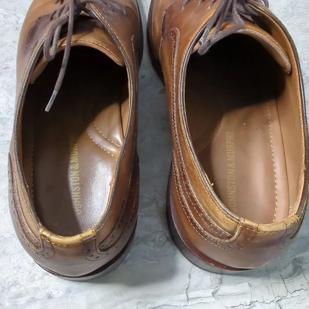 Johnston Murphy Sheepskin Medallion Toe Oxford Brown Leather 15-1760 Sz 11 M‎